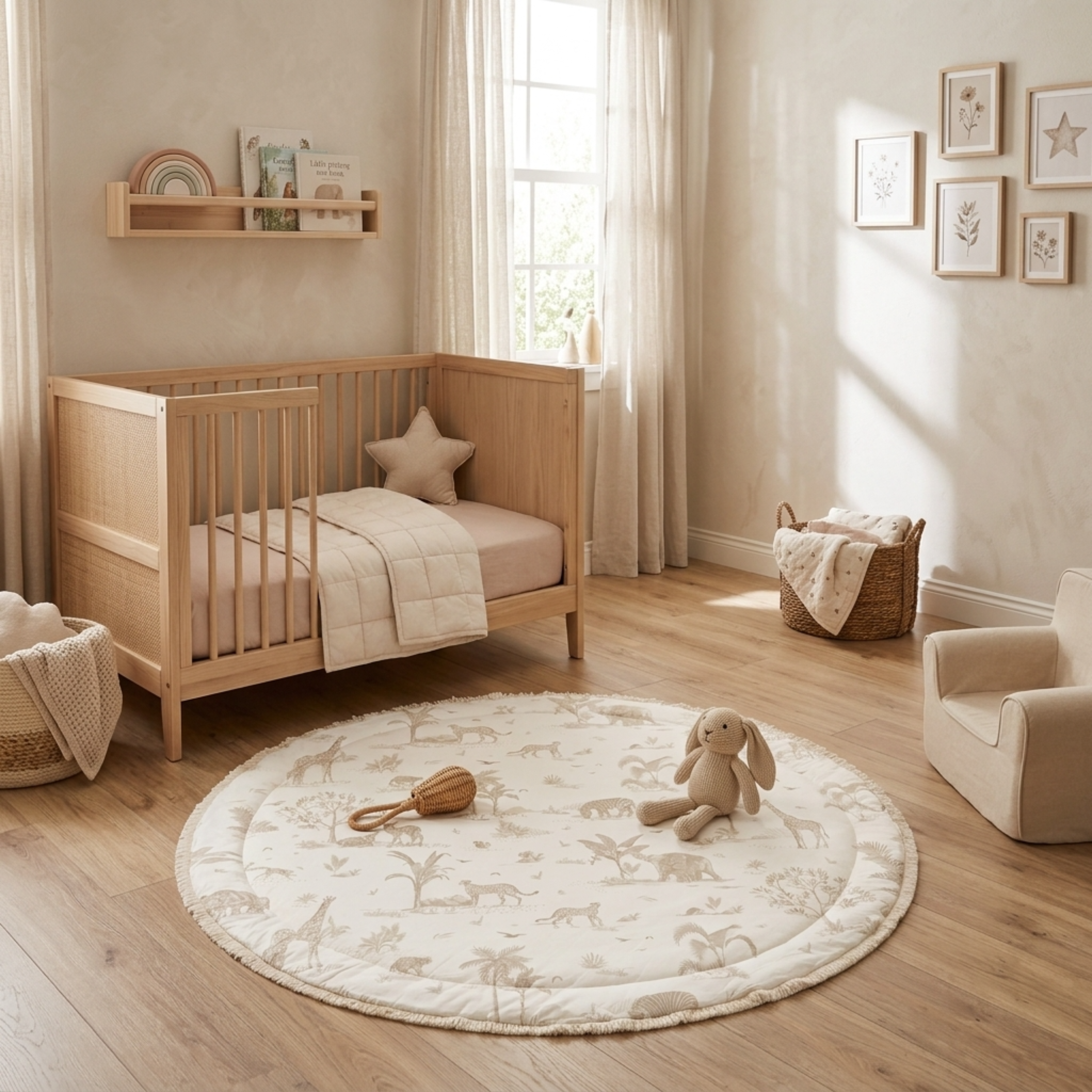 Organic Cotton Quilted Play Mat - Safari - Makemake Organics