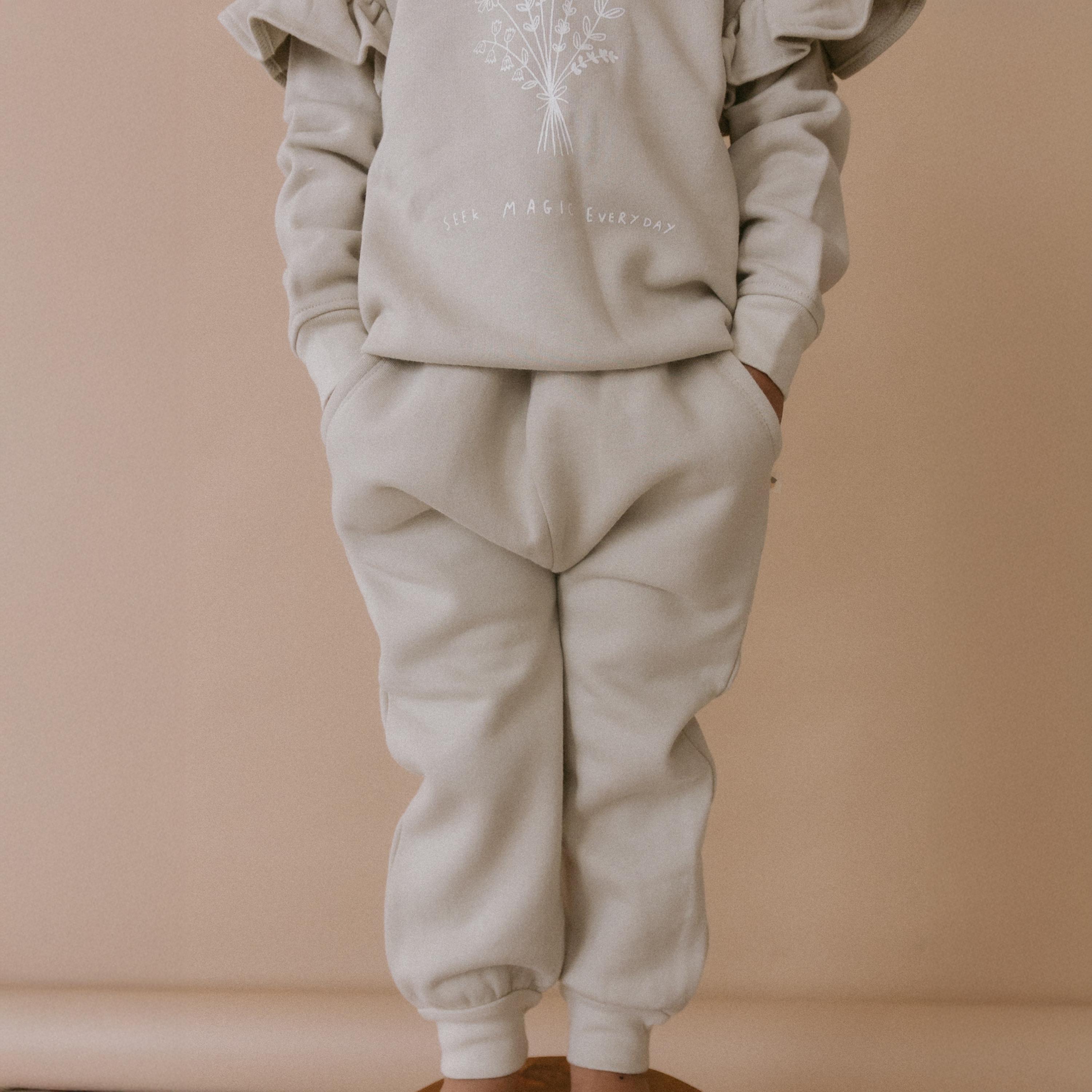 Organic Fleece Jogger Pants - Sage Green - Makemake Organics