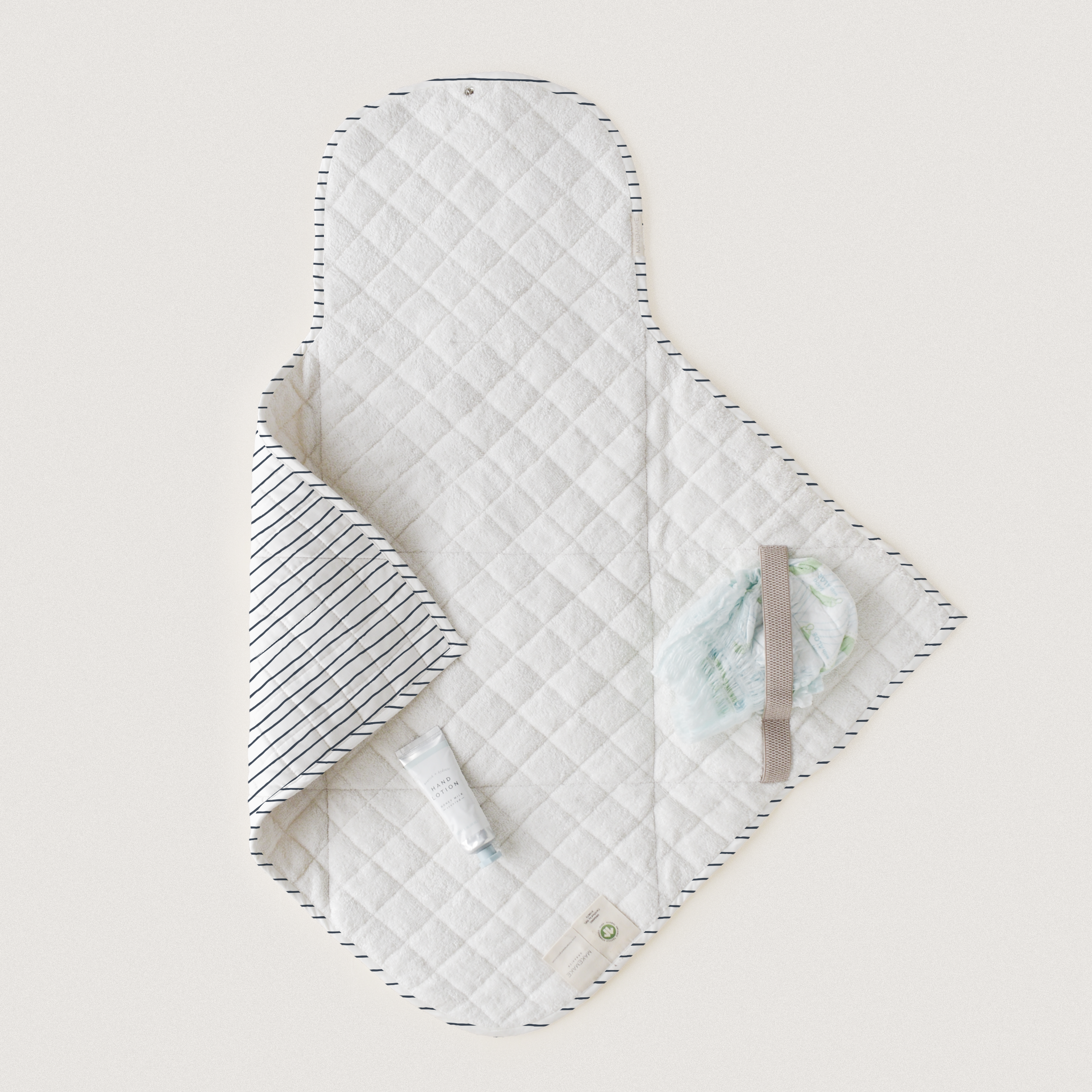 Organic Cotton Portable Changing Mat -Navy Stripes - Makemake Organics