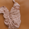 Organic Swaddle Blanket & Hat Set - Hearts - Makemake Organics