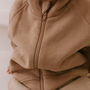 Organic Fleece Zipper Jacket - Taupe - Makemake Organics