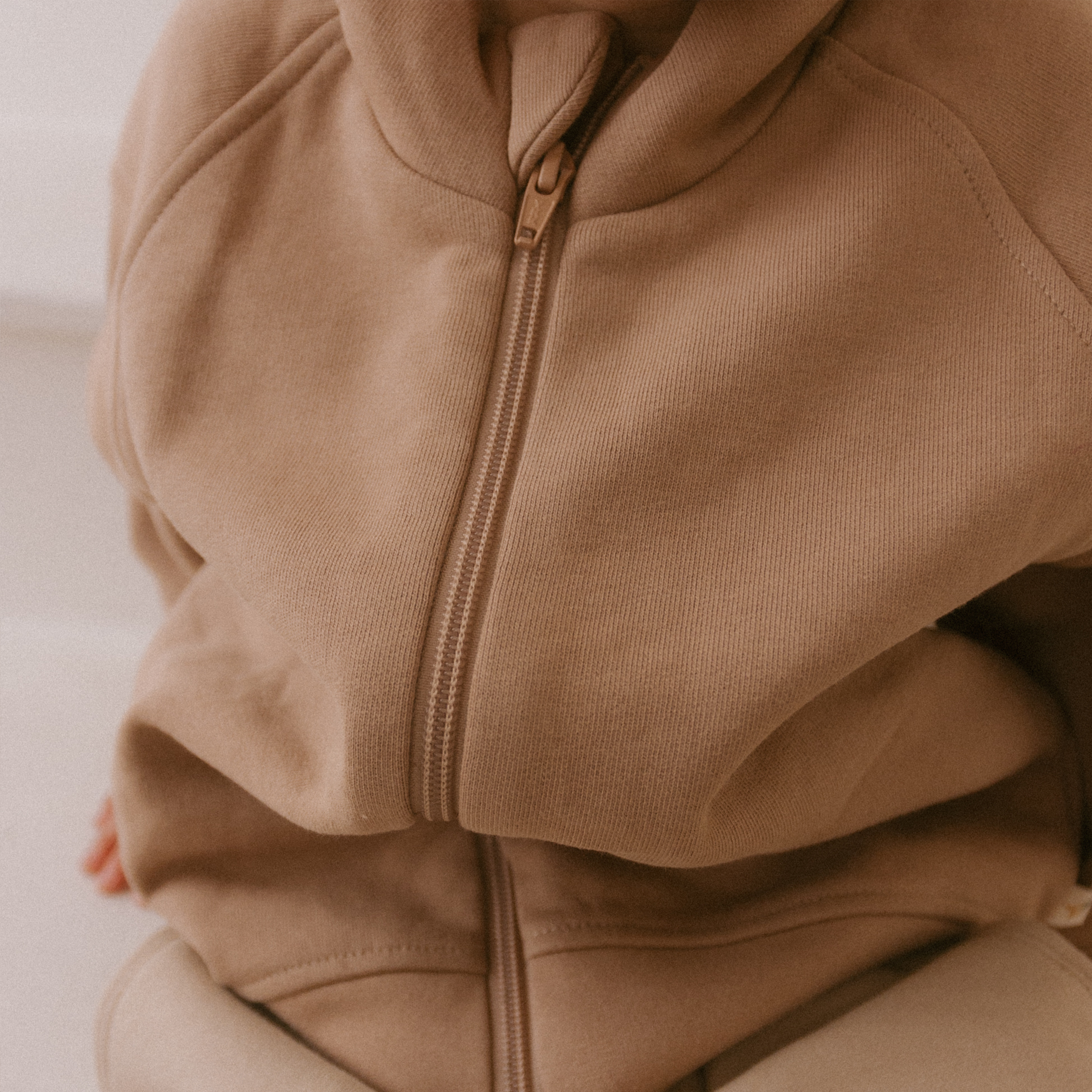 Organic Fleece Zipper Jacket - Taupe - Makemake Organics