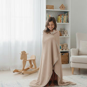 Organic Baby Blanket Muslin - Taupe + Natural Lace - Makemake Organics