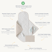 Organic Portable Changing Mat - Taupe - Makemake Organics