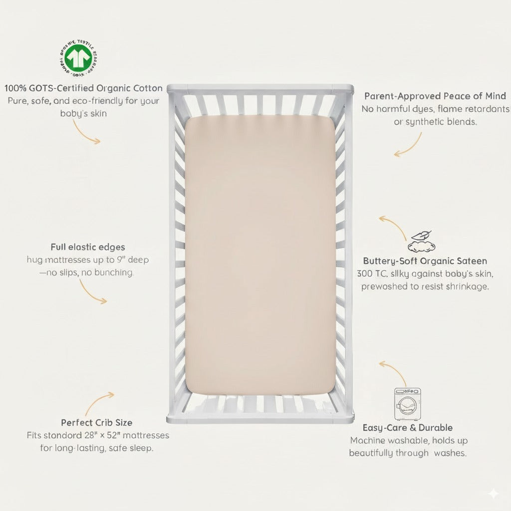 Organic Crib Sheet - Taupe - Makemake Organics
