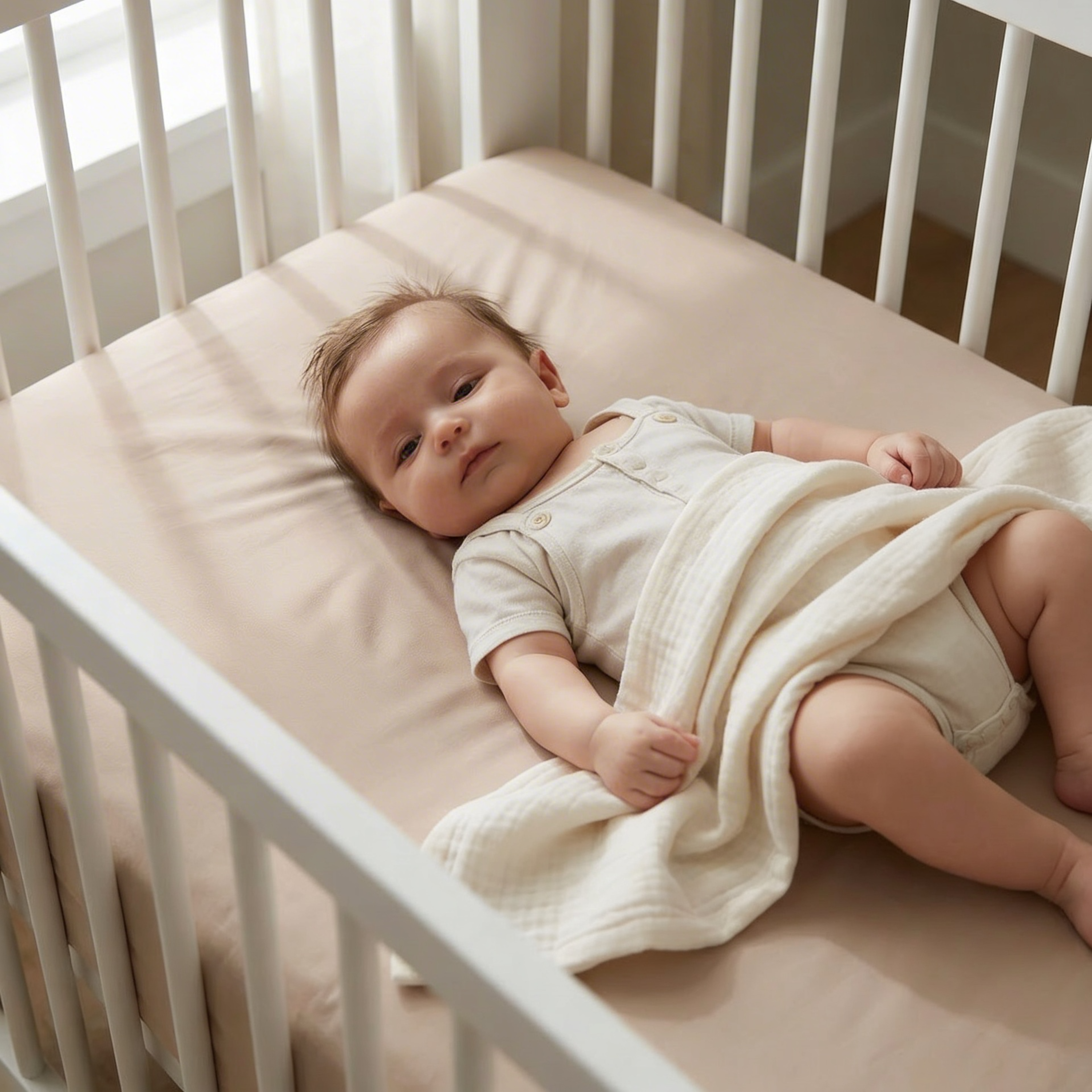 Organic Crib Sheet - Taupe - Makemake Organics