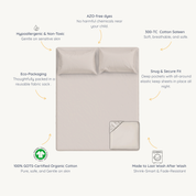 Organic Kids Fitted Sheet - Taupe - Makemake Organics