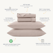 Organic Cotton Sheet Set - Taupe - Makemake Organics