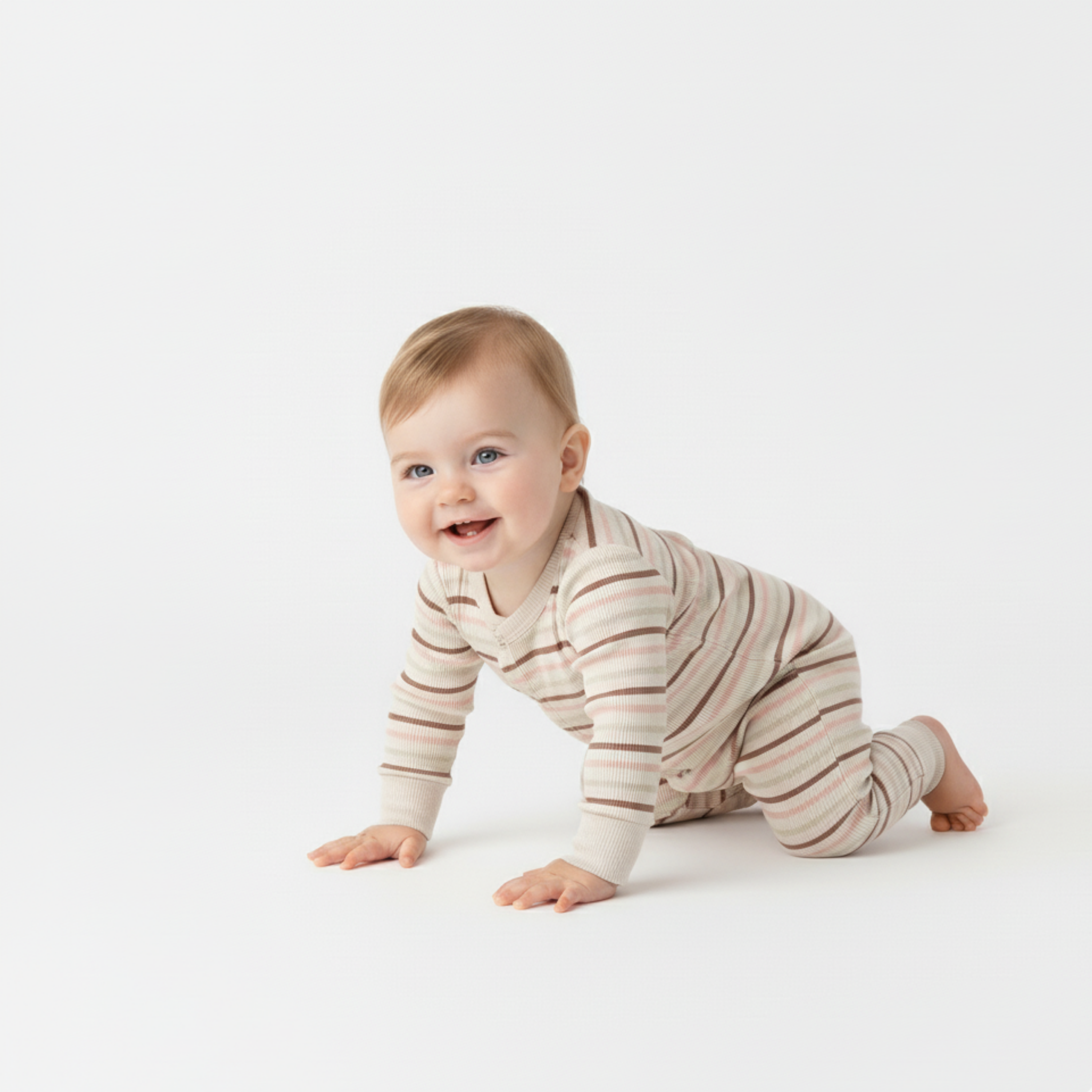 Organic 2-Way Zip Romper - Terra Stripes - Makemake Organics