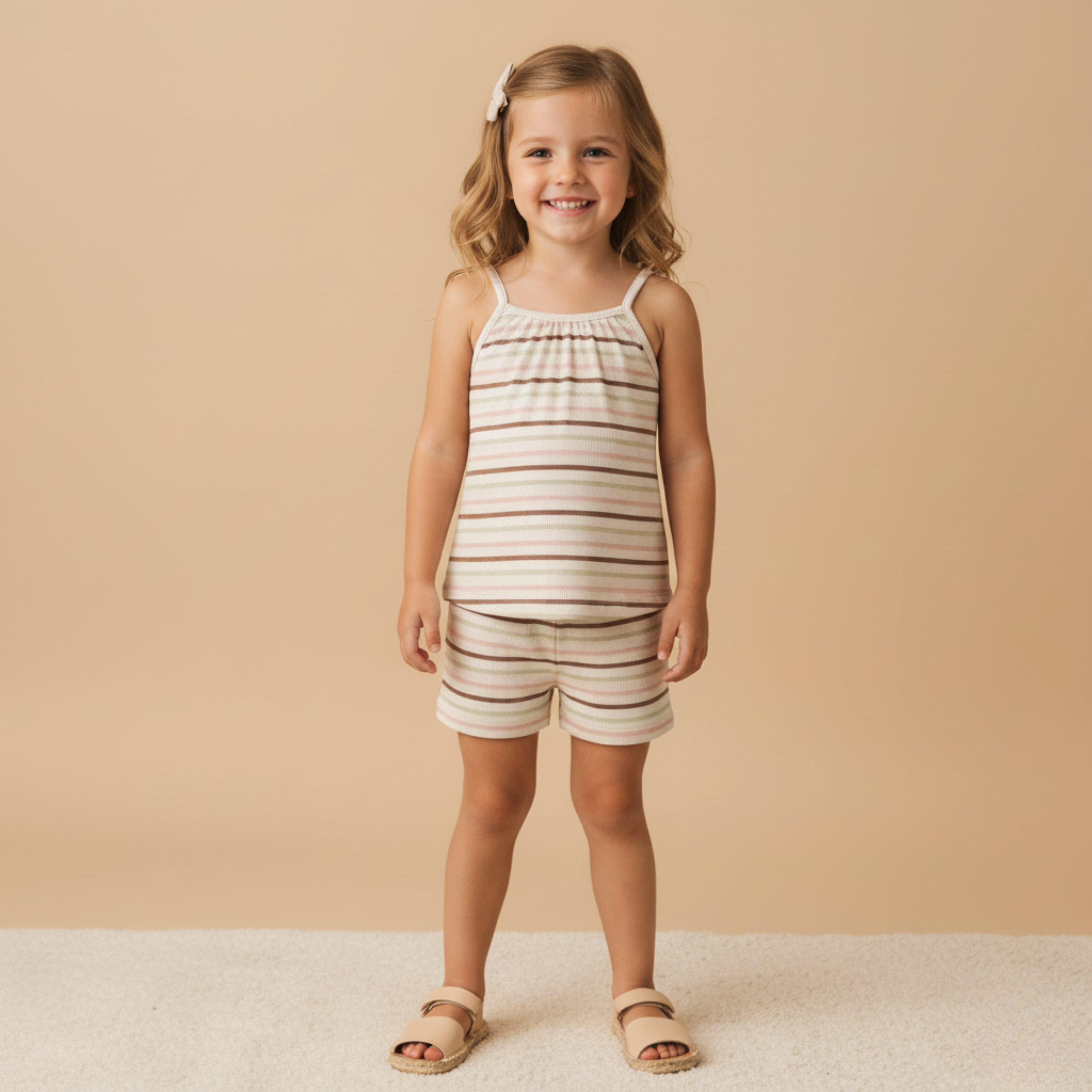 Organic Tank Top & Shorts Set - Terra Stripes - Makemake Organics
