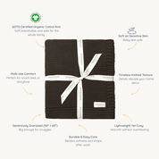 Organic Knit Throw Blanket - Charcoal Gray - Makemake Organics