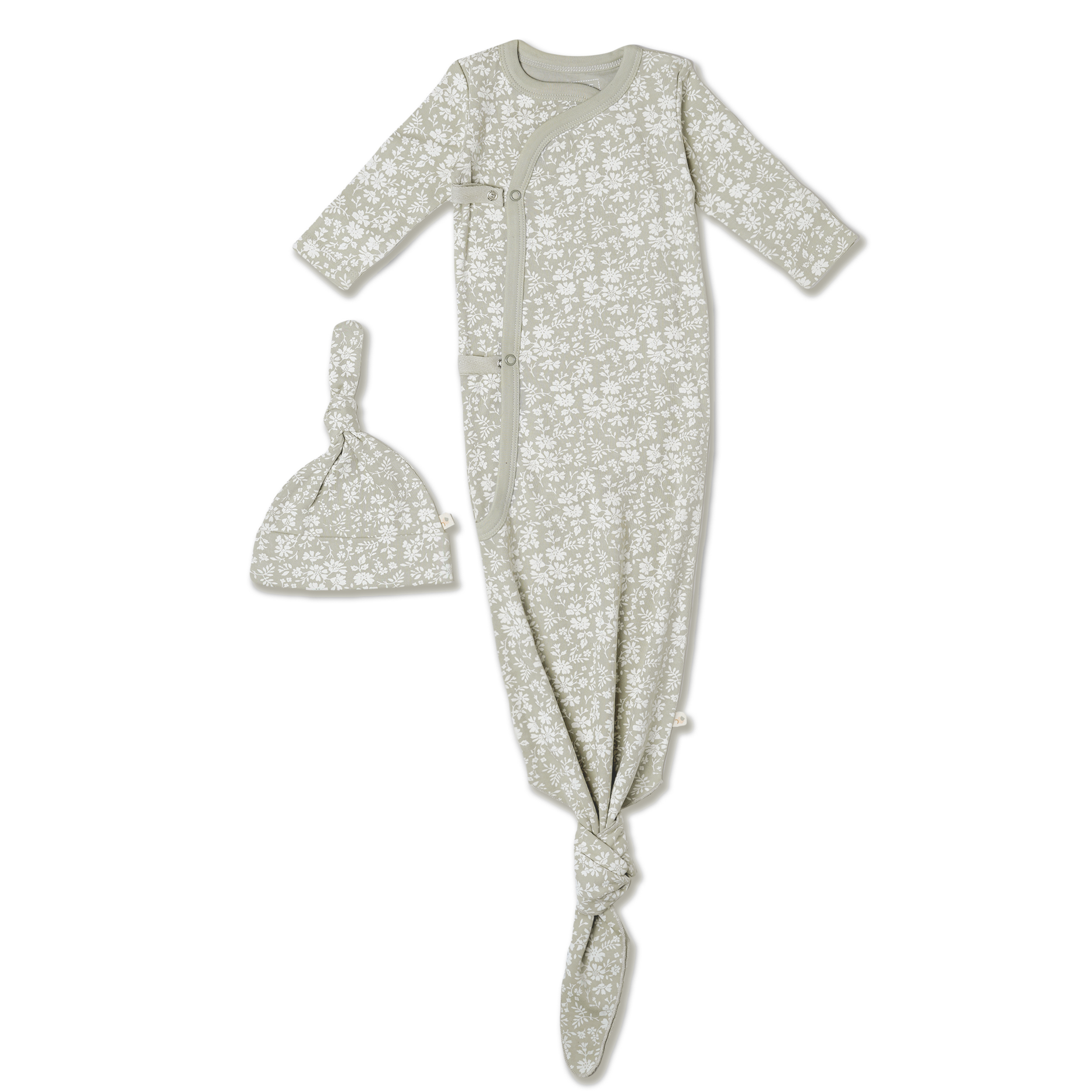 Organic Kimono Knotted Sleep Gown - Wildsage - Makemake Organics