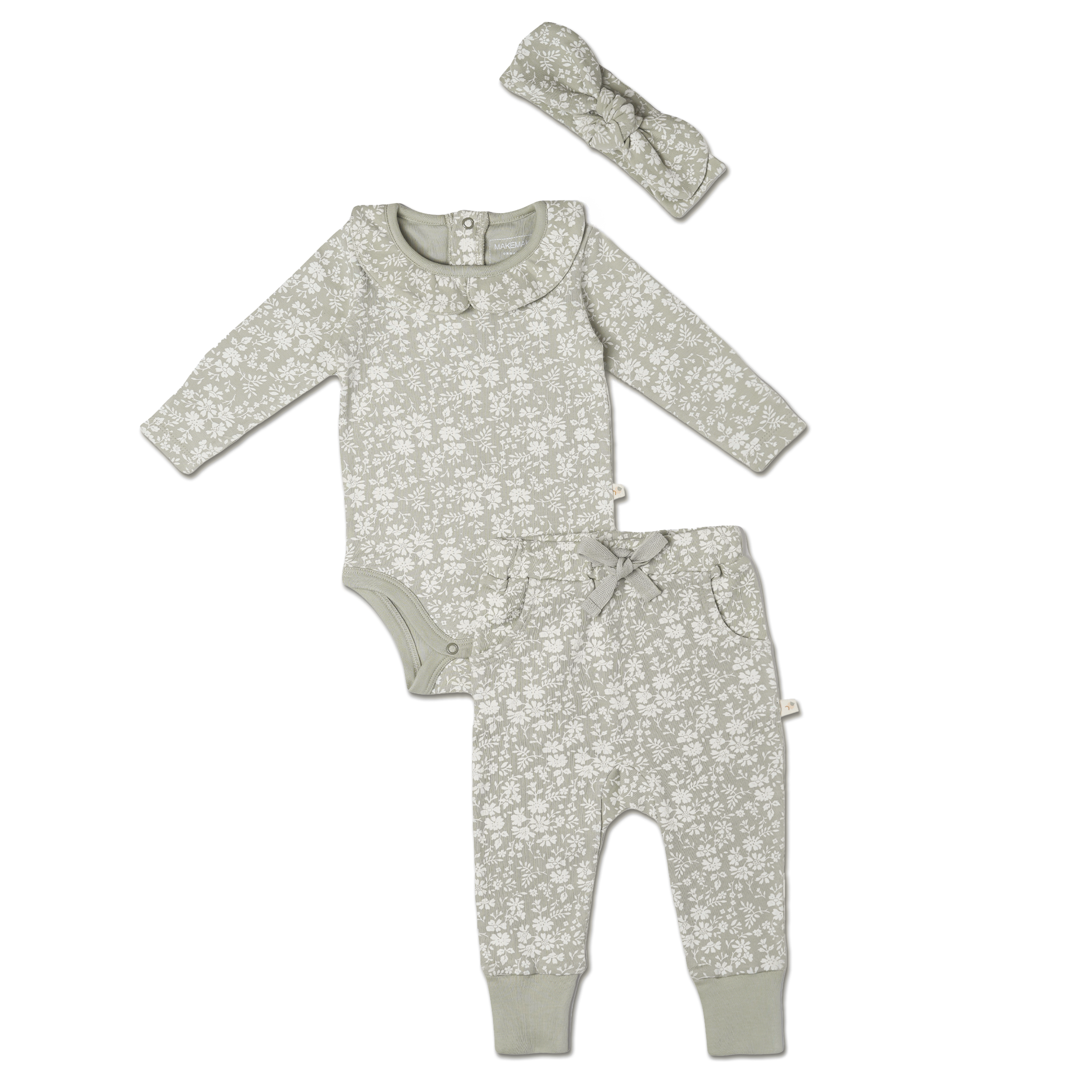 Organic Ruffle Onesie & Pants Set - Wildsage - Makemake Organics