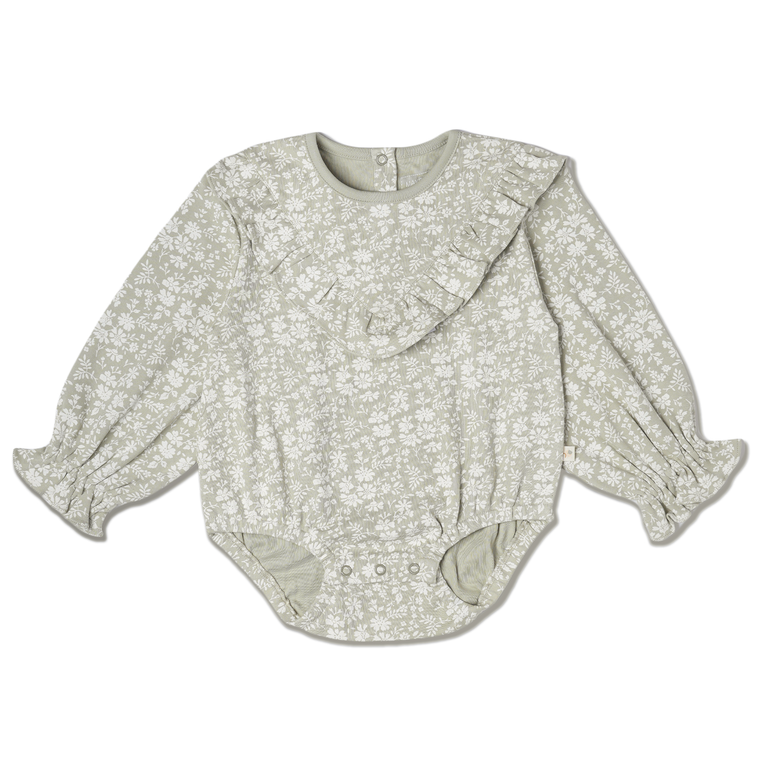 Organic Ruffle Bubble Romper - Wildsage - Makemake Organics