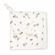 Organic Baby Swaddle Blanket & Hat - Malibu - Makemake Organics