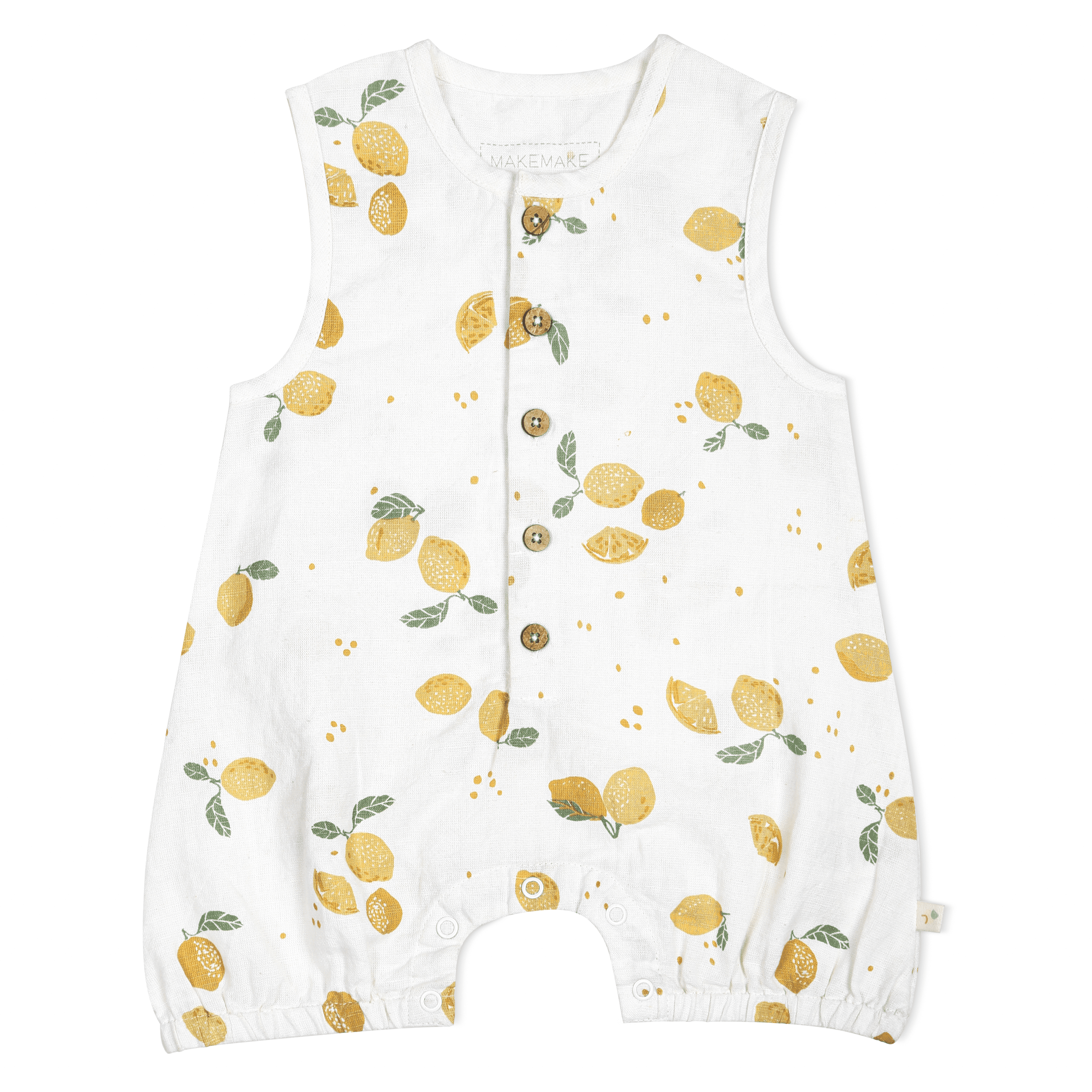 Organic Baby Sleeveless Bubble Onesie - Citron - Makemake Organics