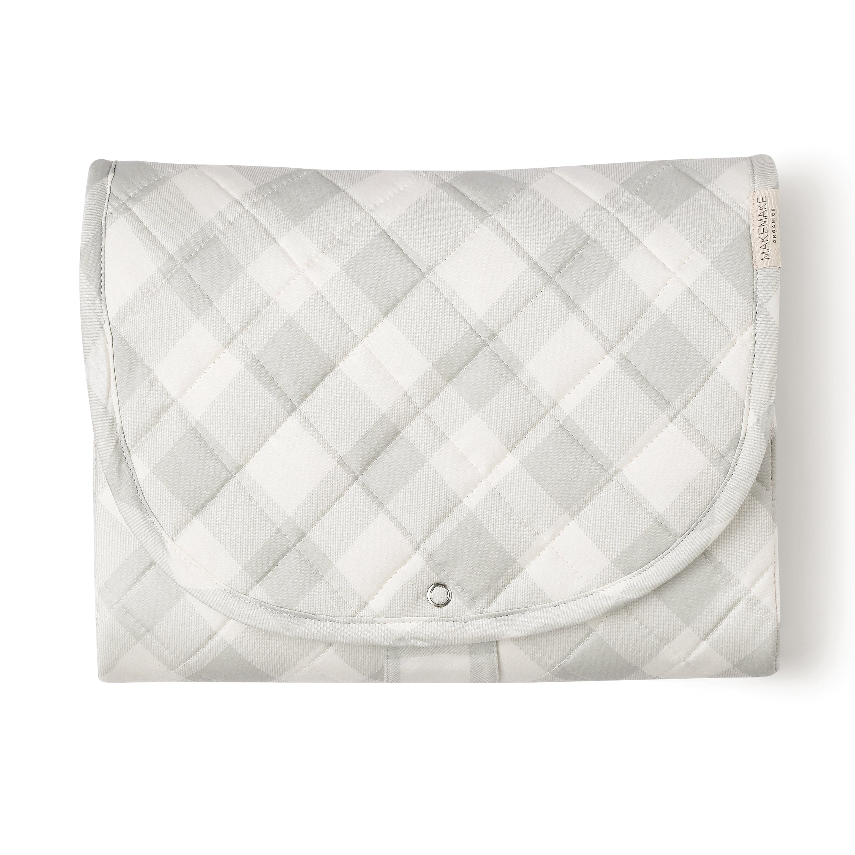 Organic Portable Changing Mat - Plaid Grey - Makemake Organics