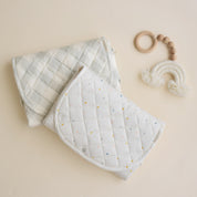 Organic Portable Changing Mat - Plaid Grey - Makemake Organics
