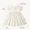 White baby Organic Puff Sleeve Dress - Wildcat from Organic Kids, featuring: GOTS certified, buttons for gentle dressing, super stretchy, ultra soft & breathable.