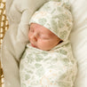 Organic Swaddle Blanket & Top Knot Hat - Wild Safari - Makemake Organics