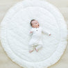 Organic Cotton Quilted Round Play Mat - Oat Stripes and Gray Fleck Reversible - Makemake Organics