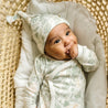 Organic Kimono Knotted Sleep Gown & Top Knot Hat - Wild Safari - Makemake Organics