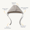 Organic Cotton Bonnet Hat - Fog Solid & Oat Solid - Makemake Organics