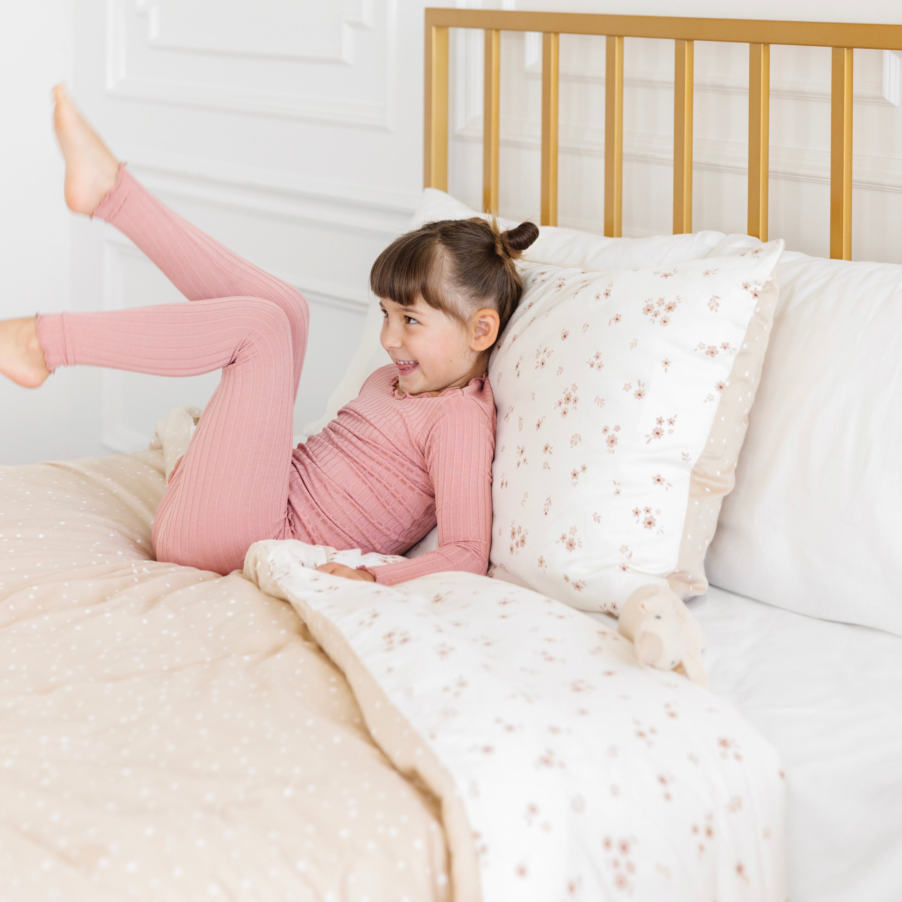 Organic Duvet Cover - Bloom & Polka Dots - Makemake Organics