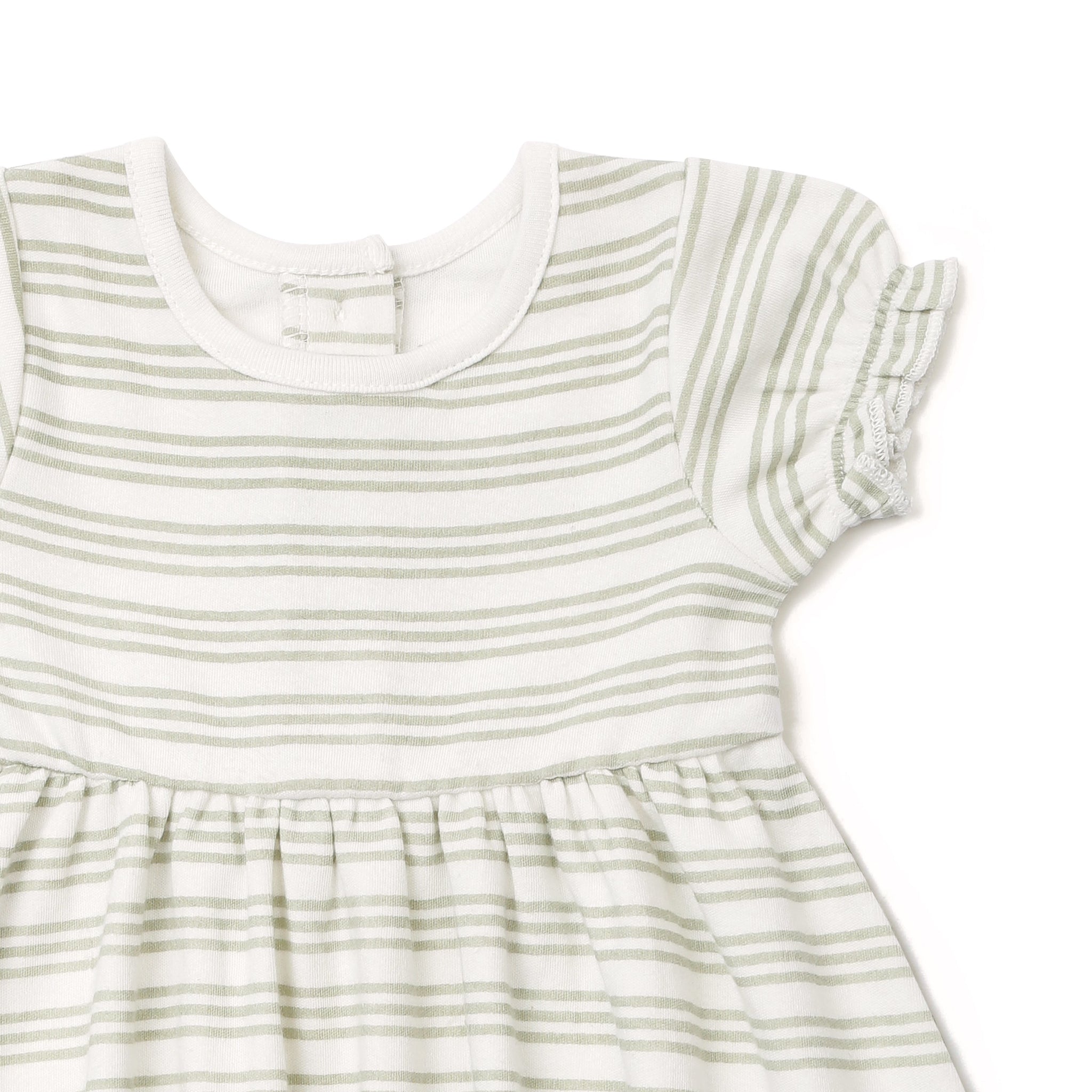 Organic Puff Sleeve Dress - Foam Stripes - Makemake Organics