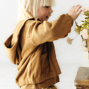 Organic Baby Toddler Hooded Jacket - Tan - Makemake Organics