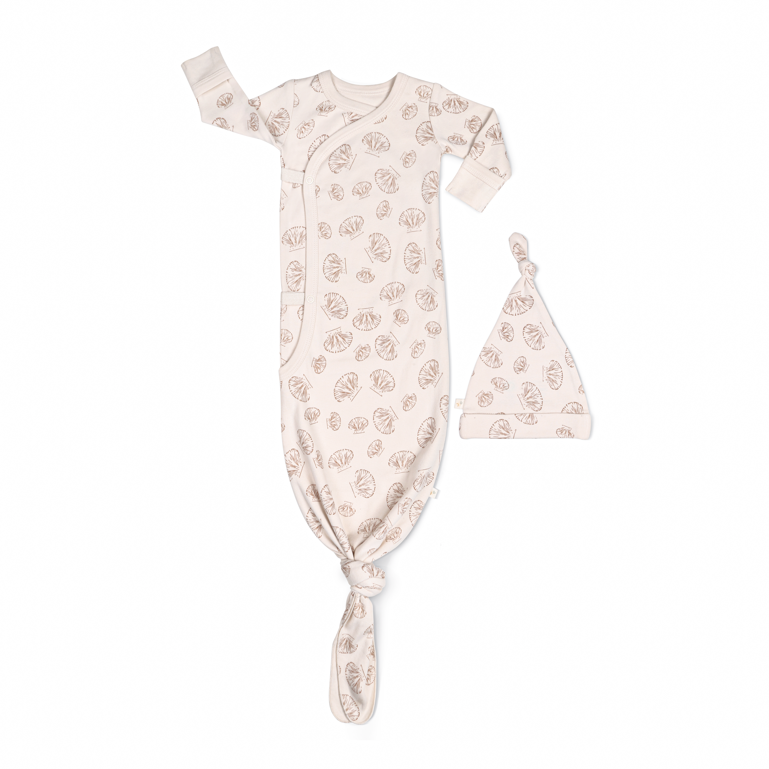 Organic Baby Sleep Gown Knotted - Seashells - Makemake Organics