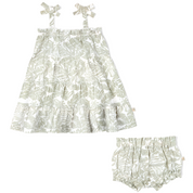 Organic Girls Tiered Strap Dress Linen - Palms - Makemake Organics