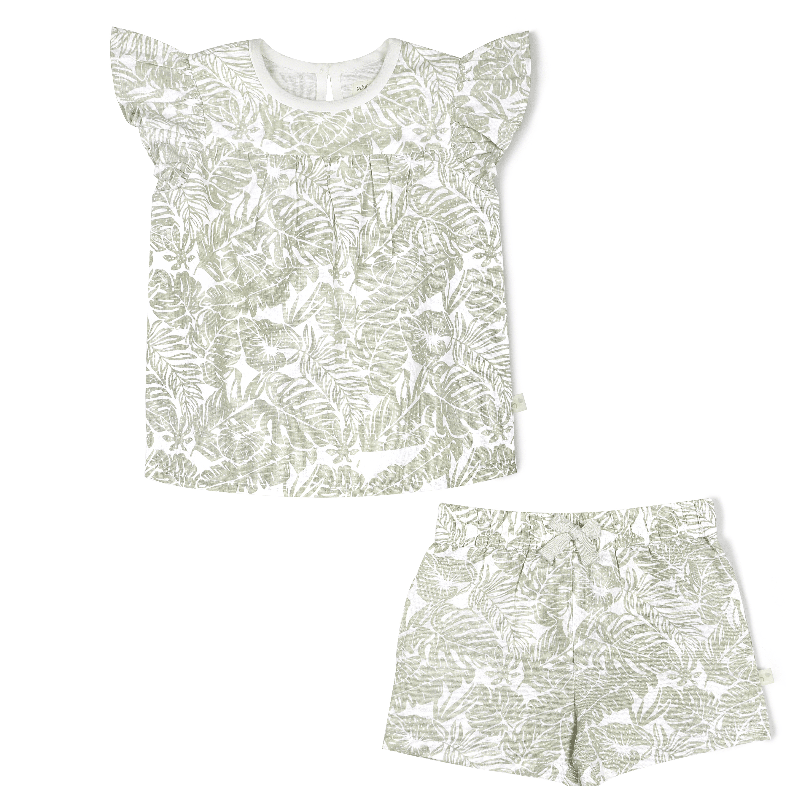 Organic Girls Flutter Top and Shorts Set - Palms - Makemake Organics