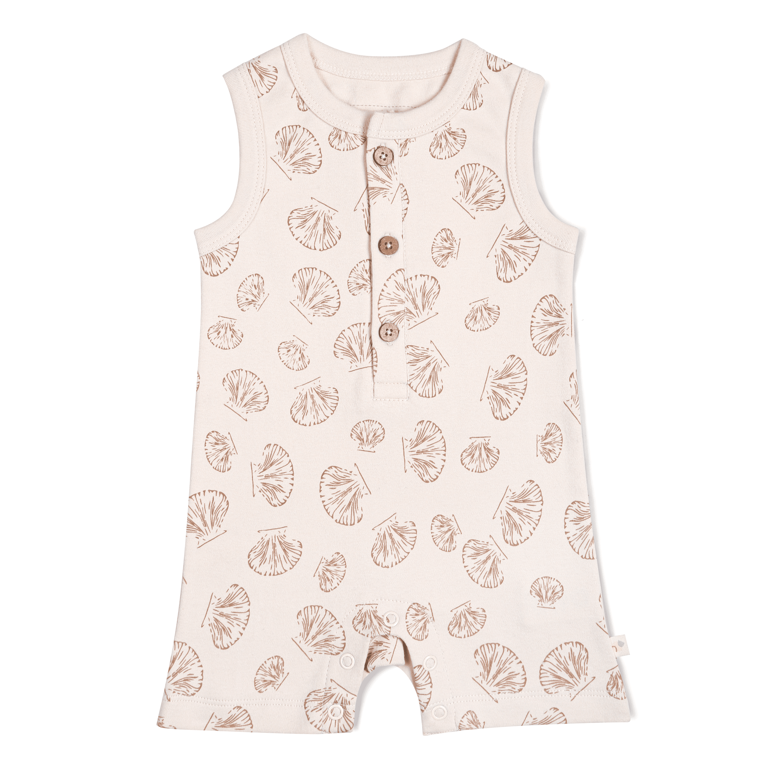 Organic Baby Short Romper - Seashells - Makemake Organics