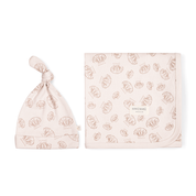 Organic Baby Swaddle Blanket & Hat - Seashells - Makemake Organics