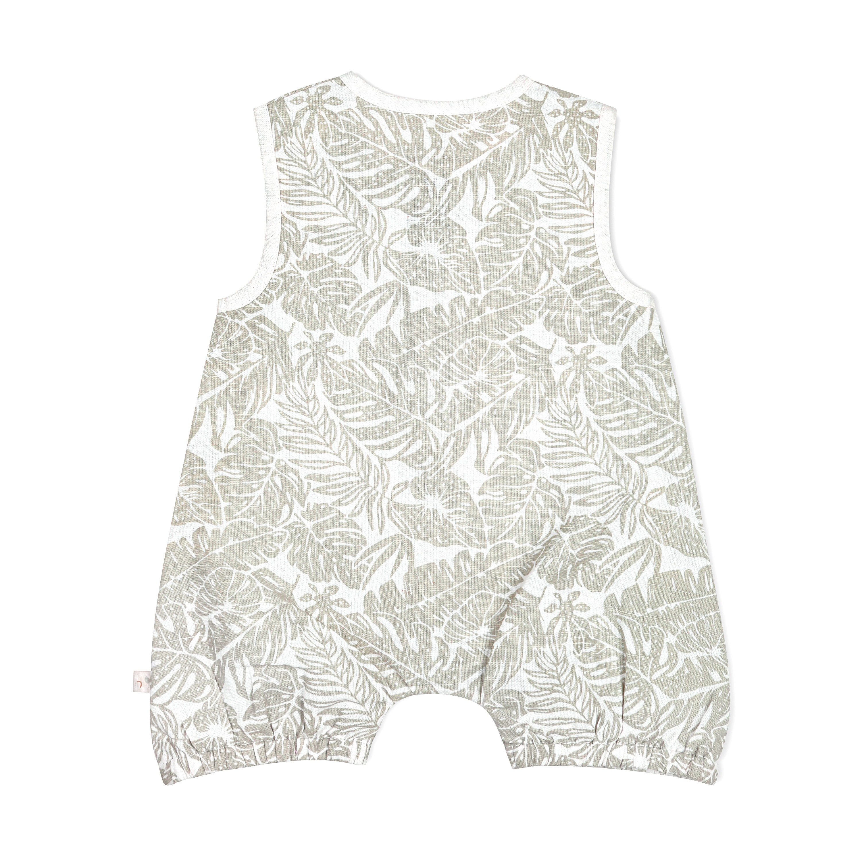 Organic Baby Sleeveless Bubble Onesie - Palms - Makemake Organics
