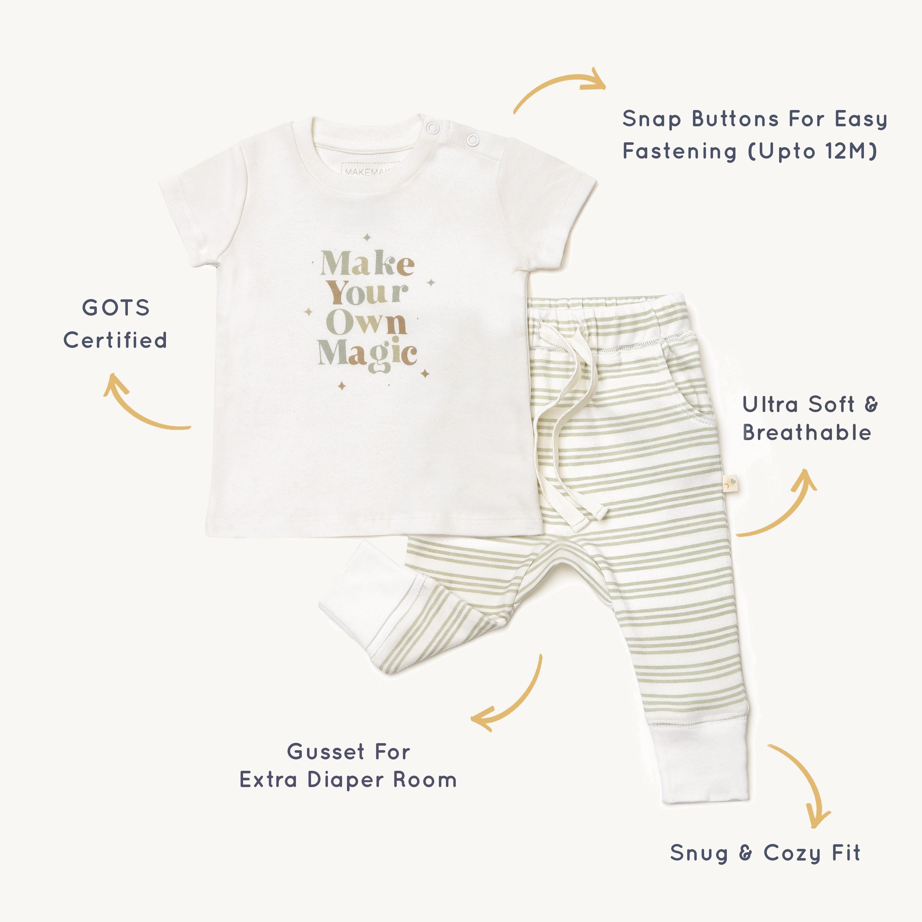 Organic Toddler T-shirt & Pant Set - Make Your Own Magic - Makemake Organics