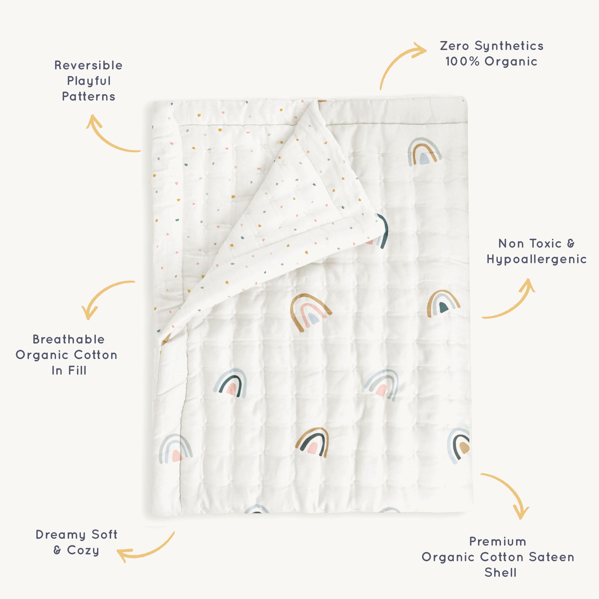 Organic Kids Quilt - Dotty & Rainbow (Open Box) - Makemake Organics