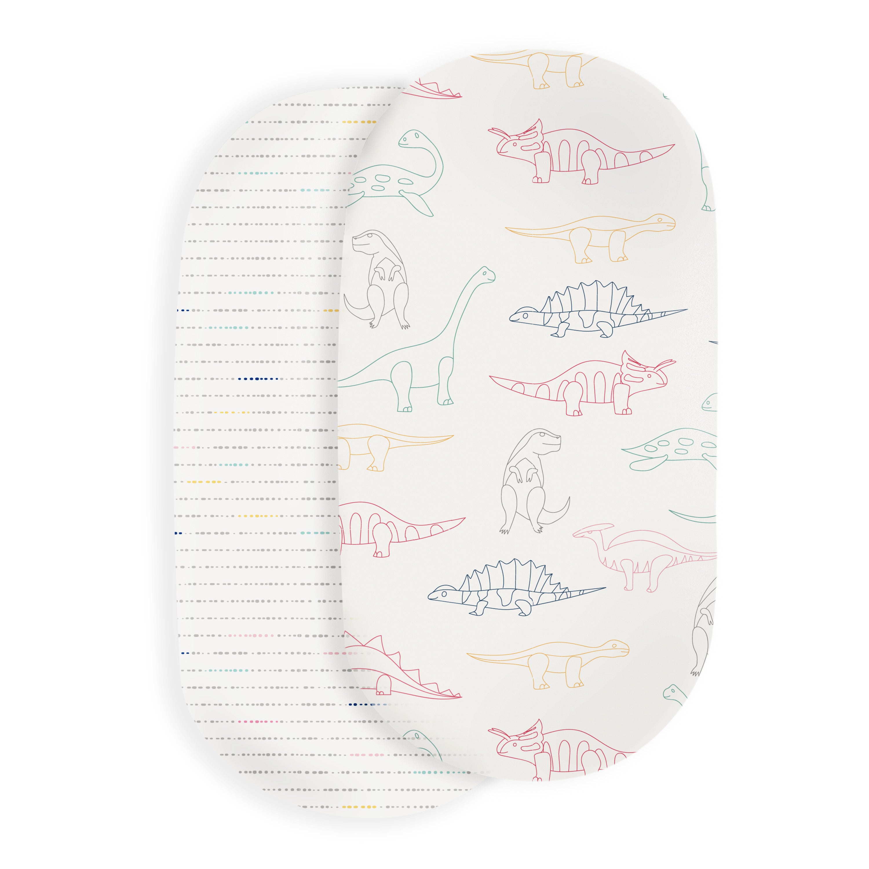 Bassinet Fitted Sheet - Dino Park & Pebble Pop - Makemake Organics