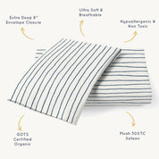 Organic Cotton Toddler Pillowcase - Navy Blue Stripes (Open Box) - Makemake Organics