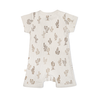 A beige toddler romper with an all-over black cactus print, featuring short sleeves and short legs, displayed on a white background.
Product Name: Organic Short Zip Romper - Cactus
Brand Name: Makemake Organics