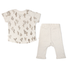 A baby's outfit consisting of an Organic Tee & Pants Set - Cactus from Makemake Organics, displayed flat on a white background.