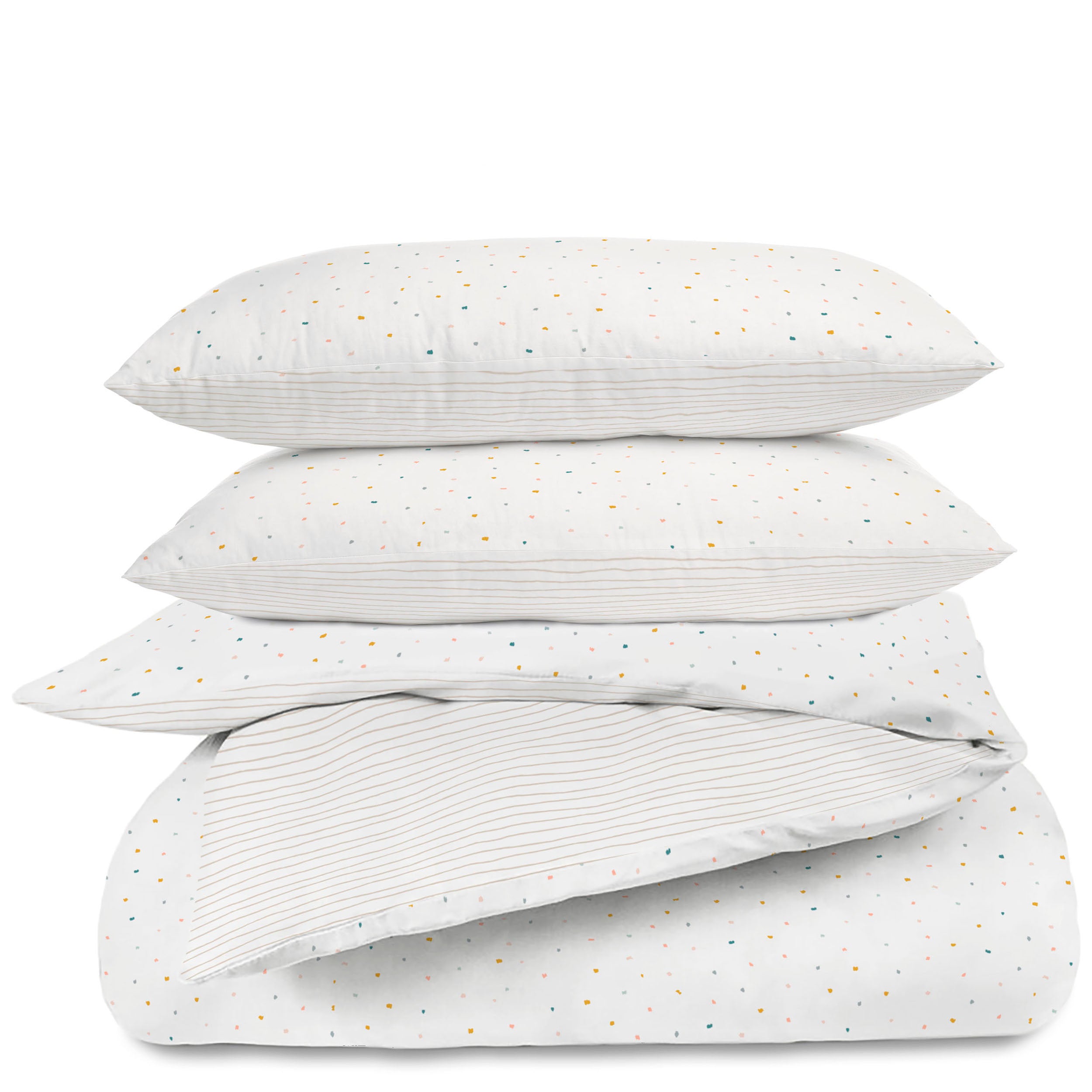 Organic Cotton Duvet Cover - Dotty & Riley Shell Stripes (Open Box) - Makemake Organics