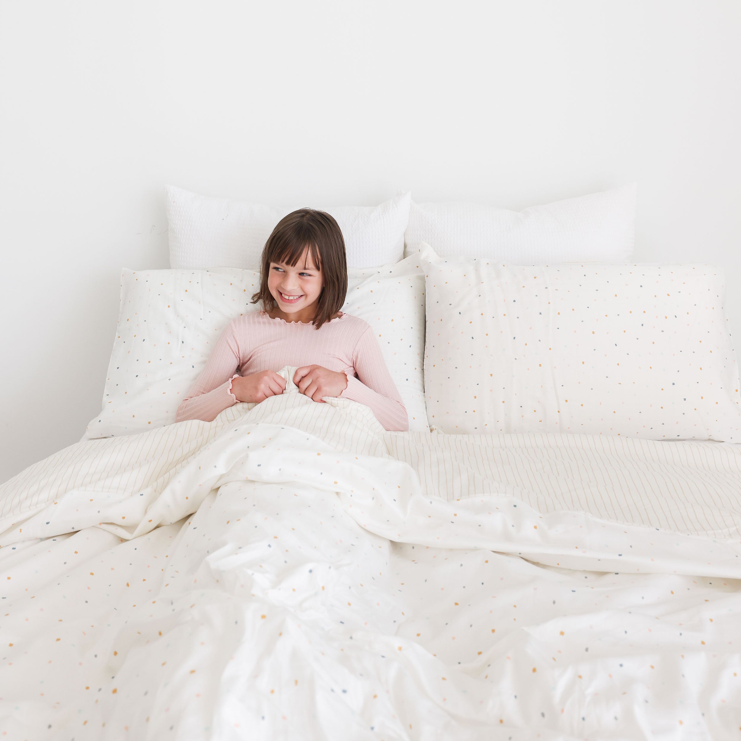 Organic Cotton Duvet Cover - Dotty & Riley Shell Stripes (Open Box) - Makemake Organics