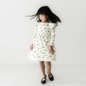 Organic Girls Ruffle Dress - Frosted Fir - Makemake Organics