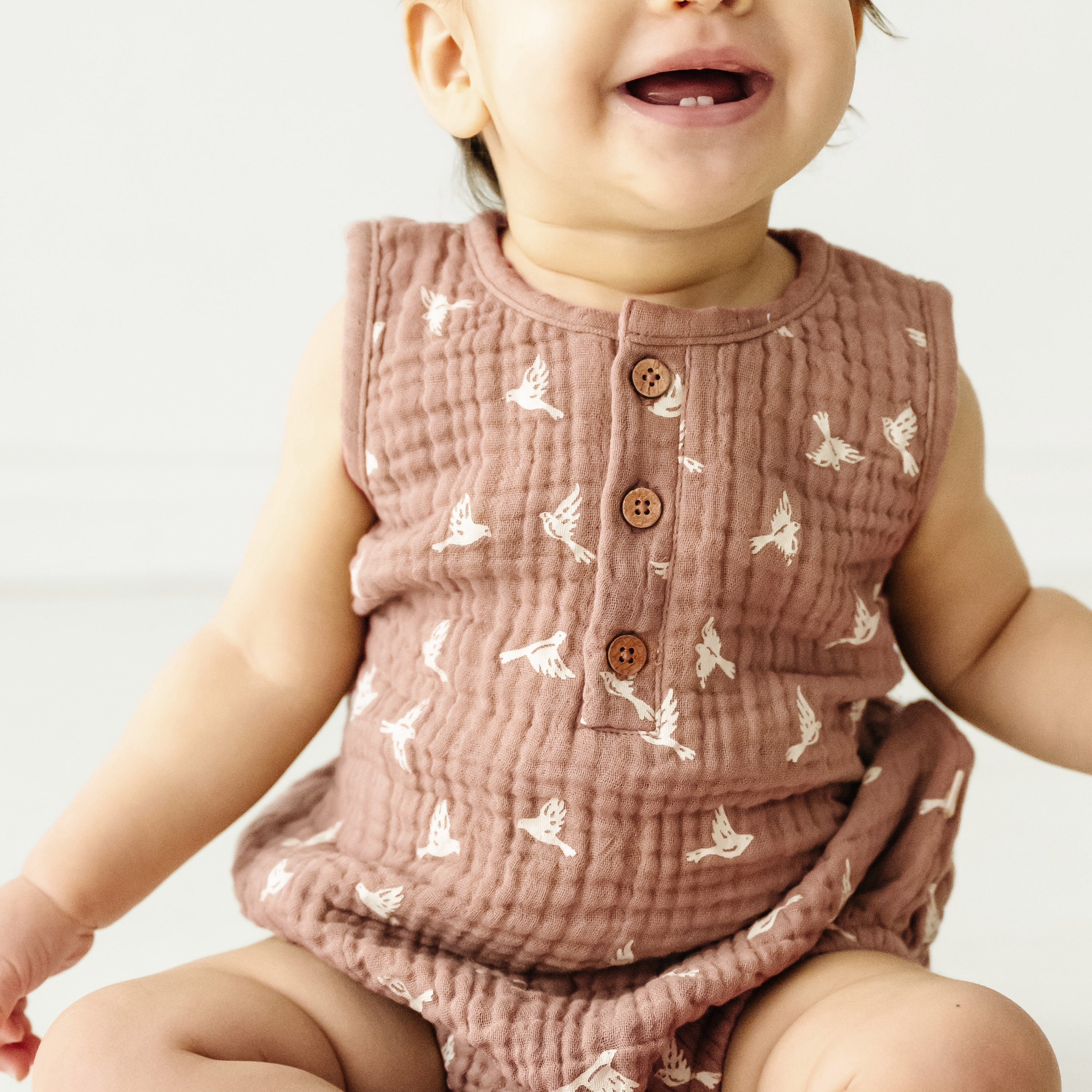 Organic Baby Bubble Onesie Muslin - Flock - Makemake Organics