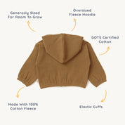 Organic Baby Toddler Hooded Jacket - Tan - Makemake Organics