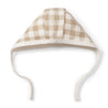 Organic Cotton Bonnet Hat - Driftwood & Basil Stripes - Makemake Organics