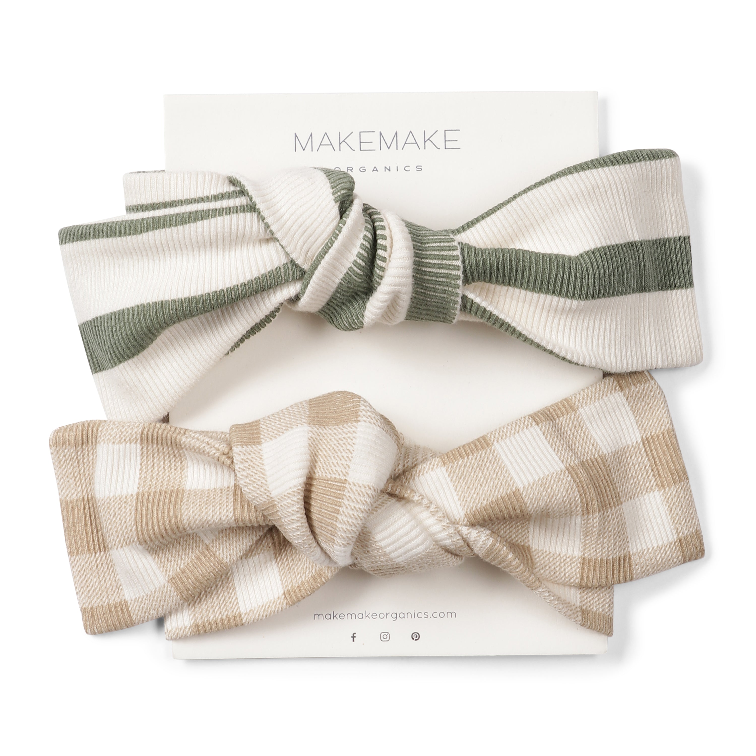 Organic Headwrap - Driftwood & Basil Stripes - Makemake Organics