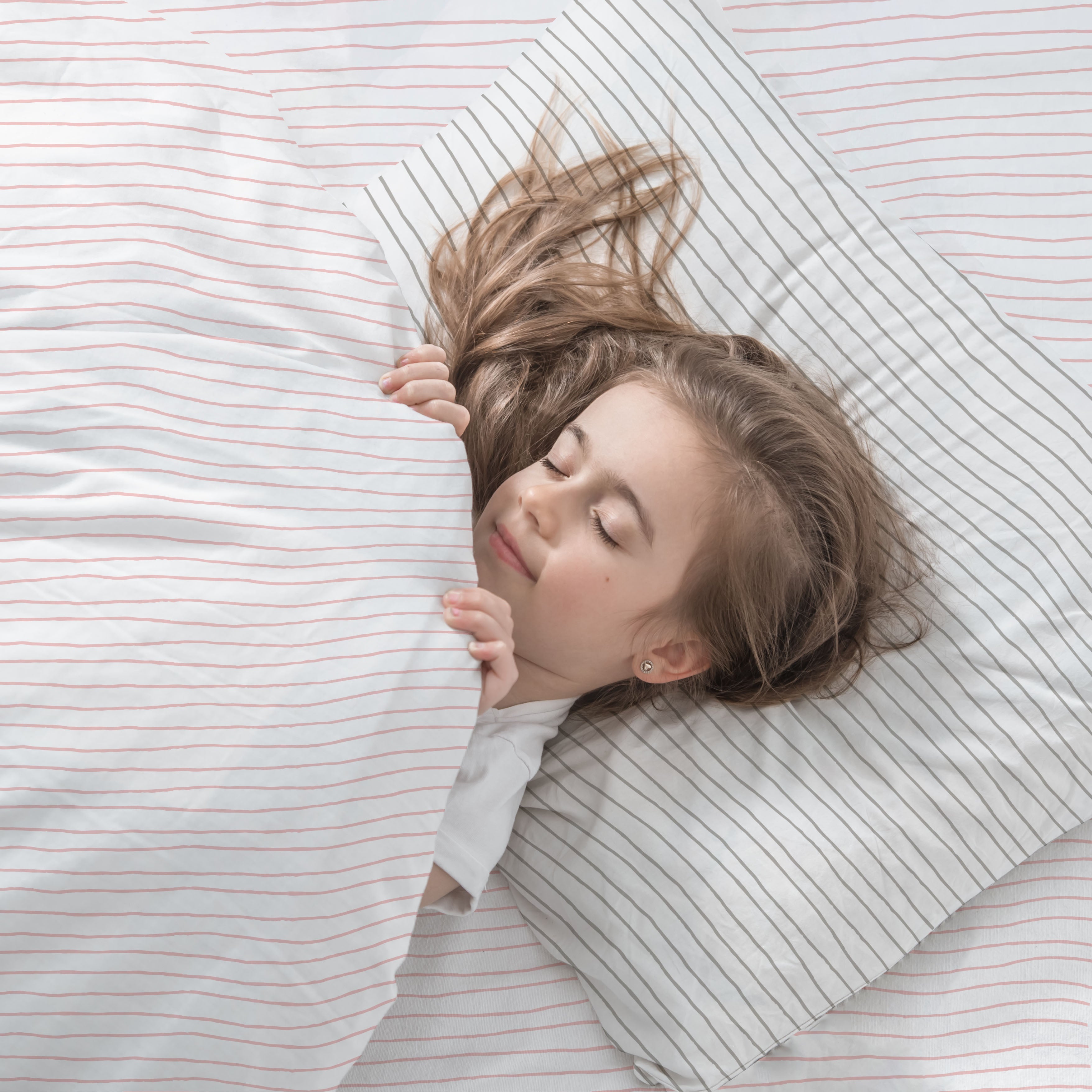 Organic Cotton Duvet Cover - Lola Blush Pink & Thistle Gray Groovy Stripes - Makemake Organics